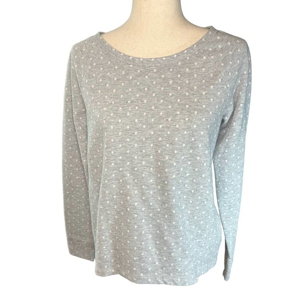 3/$27 Gap Crewneck Sweatshirt in Gray, White Polka Dots, Medium - Picture 2 of 11